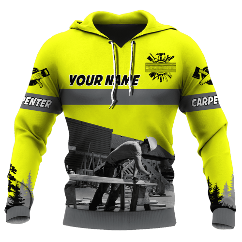 Personalized Name Yellow Carpenter Uniform 3D All Over Printed Unisex Shirts , Idea Gift for Carpenter TO3377