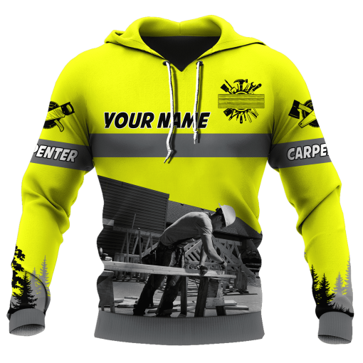 Personalized Name Yellow Carpenter Uniform 3D All Over Printed Unisex Shirts , Idea Gift for Carpenter TO3377