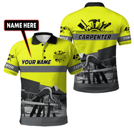 Personalized Name Yellow Carpenter Uniform 3D All Over Printed Unisex Shirts , Idea Gift for Carpenter TO3377
