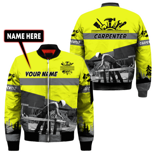 Personalized Name Yellow Carpenter Uniform 3D All Over Printed Unisex Shirts , Idea Gift for Carpenter TO3377