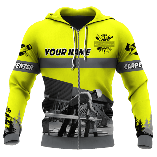 Personalized Name Yellow Carpenter Uniform 3D All Over Printed Unisex Shirts , Idea Gift for Carpenter TO3377