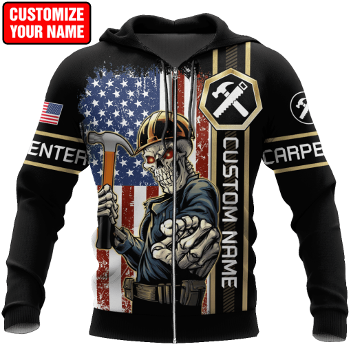 Personalized Name American Carpenter 3D All Over Printed Unisex Shirts, Carpenter Flag Shirt TO3376