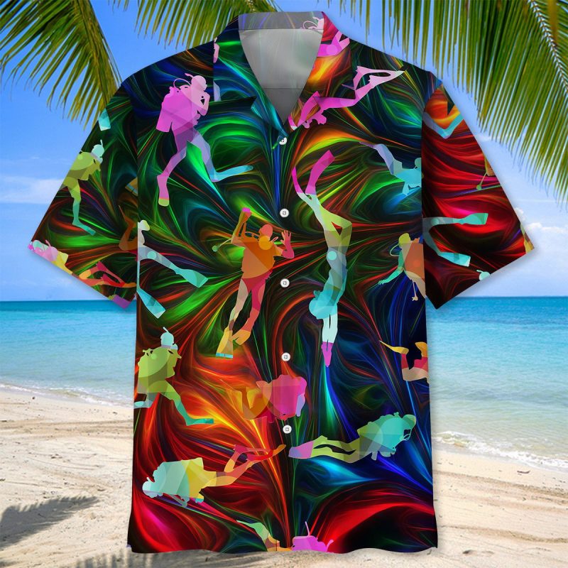Scuba Diving Colorful Hawaiian Shirt, Idea Gift for Scuba Diver, Cool Hawaiian Shirt HO5549