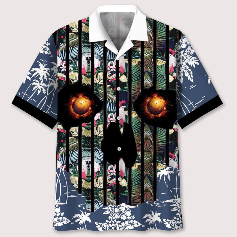 Volleyball Flower Skull Hawaiian Shirt, Idea Shirt for Volleyball Players, Skull Volleyball Shirt HO5557