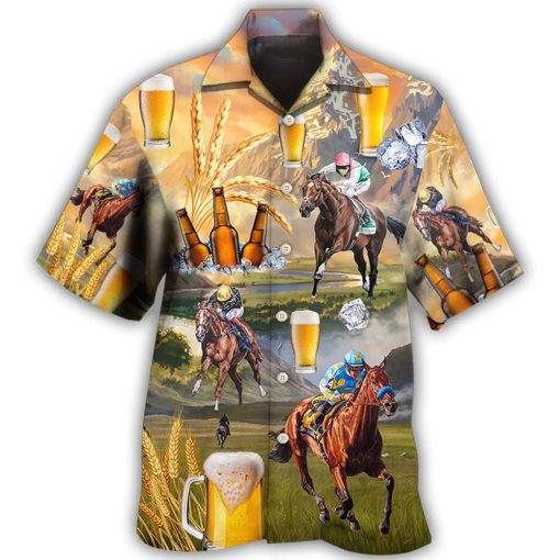 Beer And Horse Racing On The Steppe Hawaiian Shirt Men Women HO0392