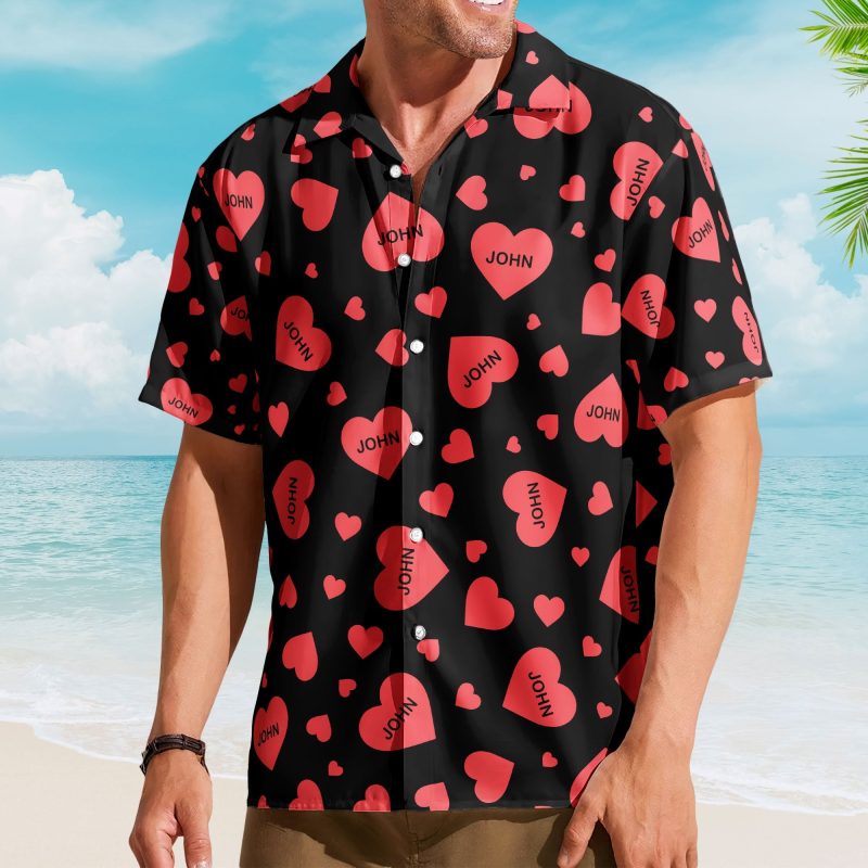 Custom Heart With Name Vintage Aloha Valentine's Day Gift - Custom Hawaiian Shirts HA0069