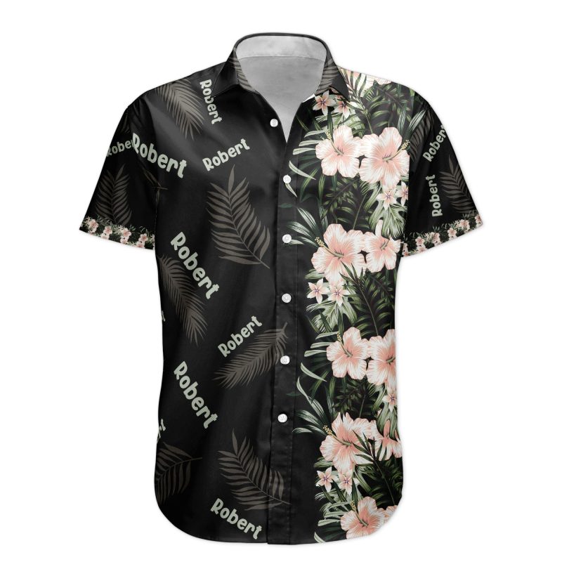 Custom Name Hibiscus Tropical Line Vintage Aloha Shirts - Custom Hawaiian Shirts HA0070