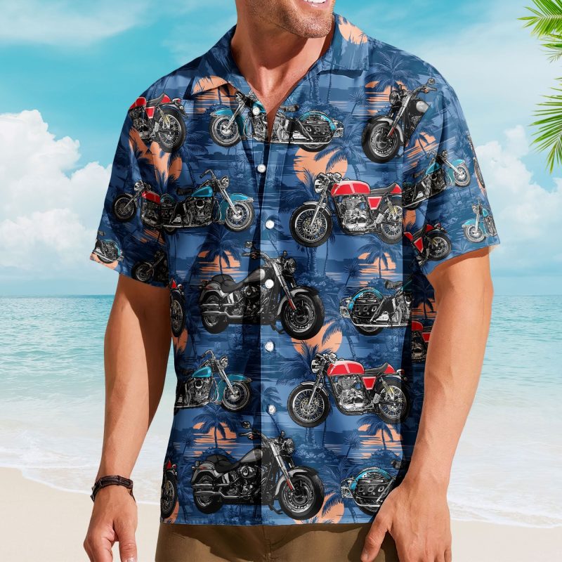 Custom Vintage Bikes Photo Motorbicycles For Bikers, Men, Husband - Custom Photo Hawaiian Shirt HA0107