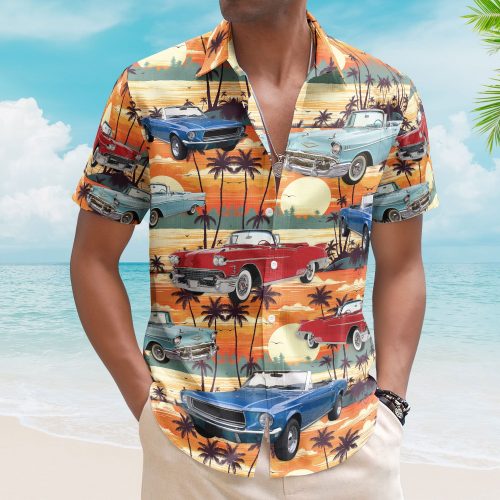 Custom Vintage Cars Photo Muscle Cars For Men, Husband - Custom Photo Hawaiian Shirt HA0106