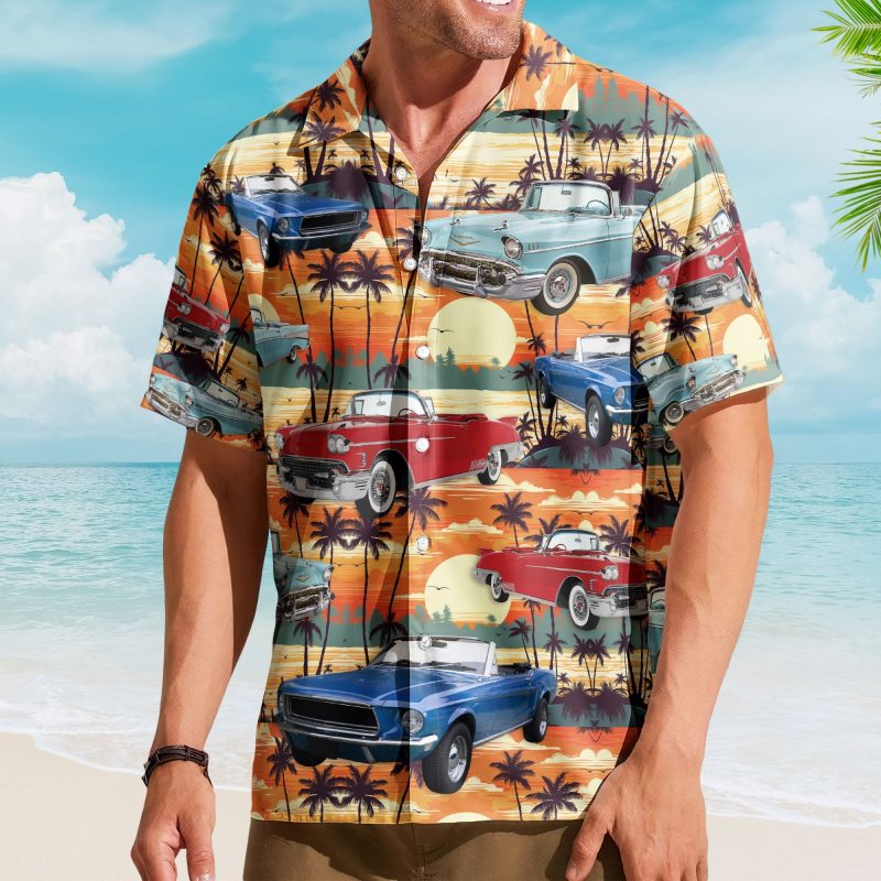 Custom Vintage Cars Photo Muscle Cars For Men, Husband - Custom Photo Hawaiian Shirt HA0106