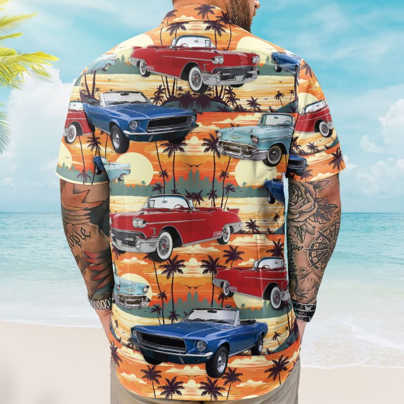 Custom Vintage Cars Photo Muscle Cars For Men, Husband - Custom Photo Hawaiian Shirt HA0106