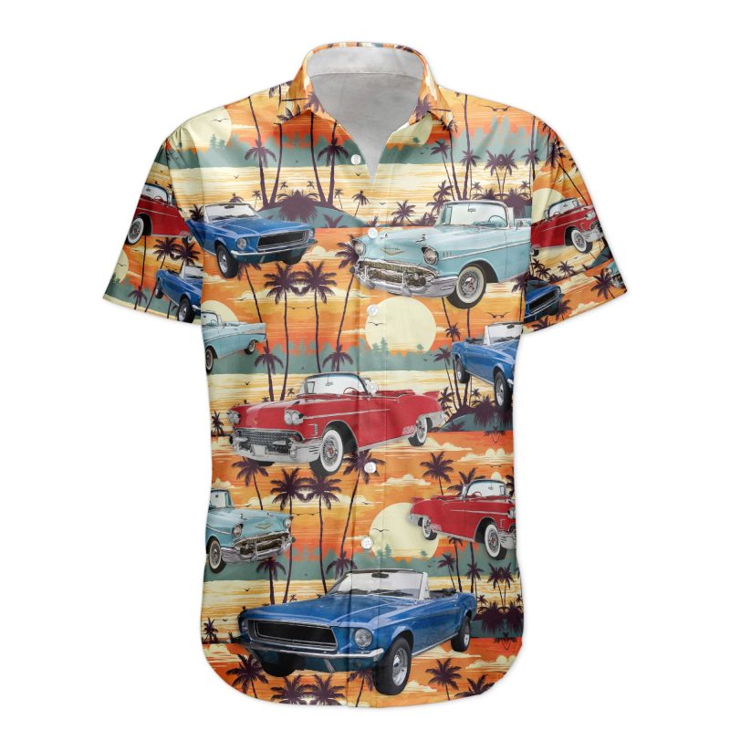 Custom Vintage Cars Photo Muscle Cars For Men, Husband - Custom Photo Hawaiian Shirt HA0106
