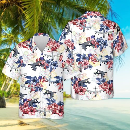 US Air Force Boeing B-52 Stratofortress 4th Of July Hawaiian Shirt HO0280