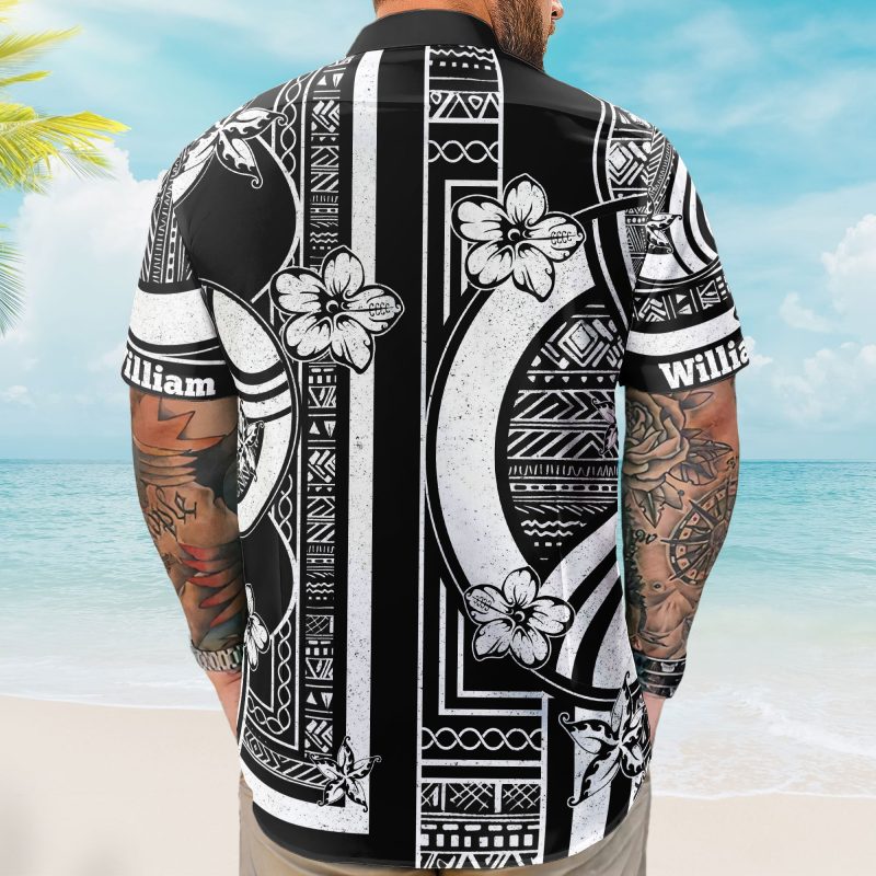 Kapa Hawaiian Pattern Vintage Black Aloha Shirts With Name - Custom Hawaiian Shirts HA0124