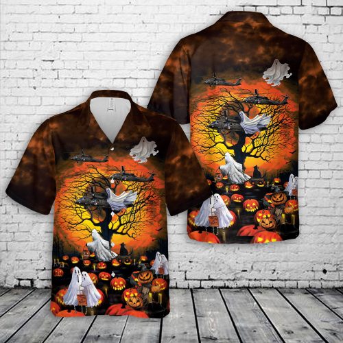 US Army Sikorsky UH-60M Blackhawk medevac helicopter Halloween Hawaiian Shirt