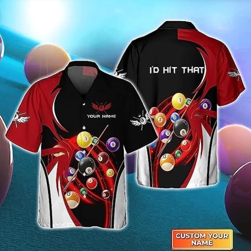 Personalized I'd Hit That Billiard Hawaiian Shirt For Men, Custom Funny Billiard Shirts, Custom Funny Pool Shirts ET0011