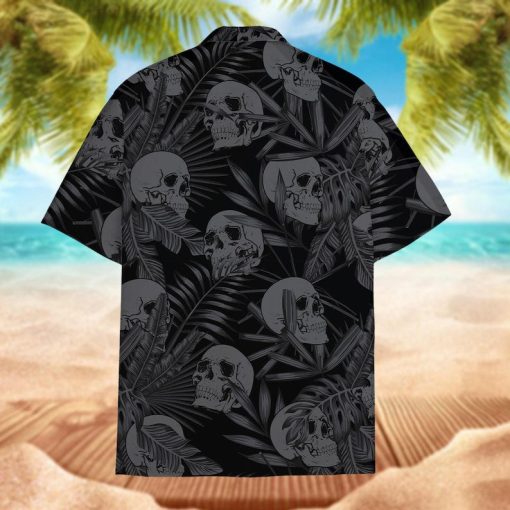 Tropical Skull Hawaiian Shirts for Men Women, Black Skull Hawaiian Shirt Aloha Summer Beach Shirt ET0018
