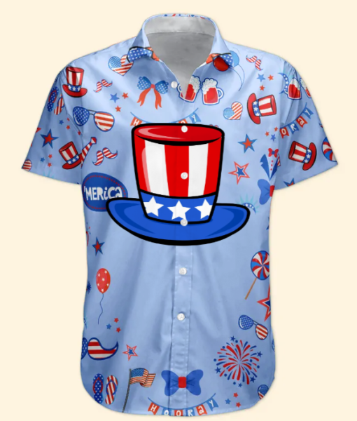Custom Face Funny Happy 4th Of July - Personalized Photo Hawaiian Shirt HA0049